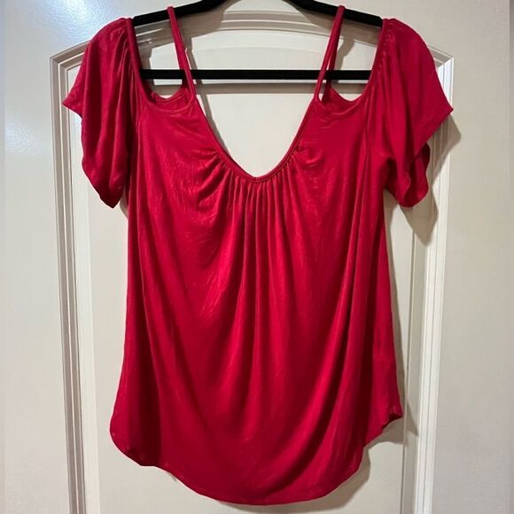 ANTHROPOLOGIE ELLA MOSS Red Knit Top Women’s Size Medium - Picture 2 of 5